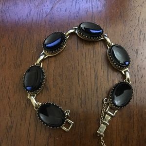 Antique black onyx bracelet stamped with maker